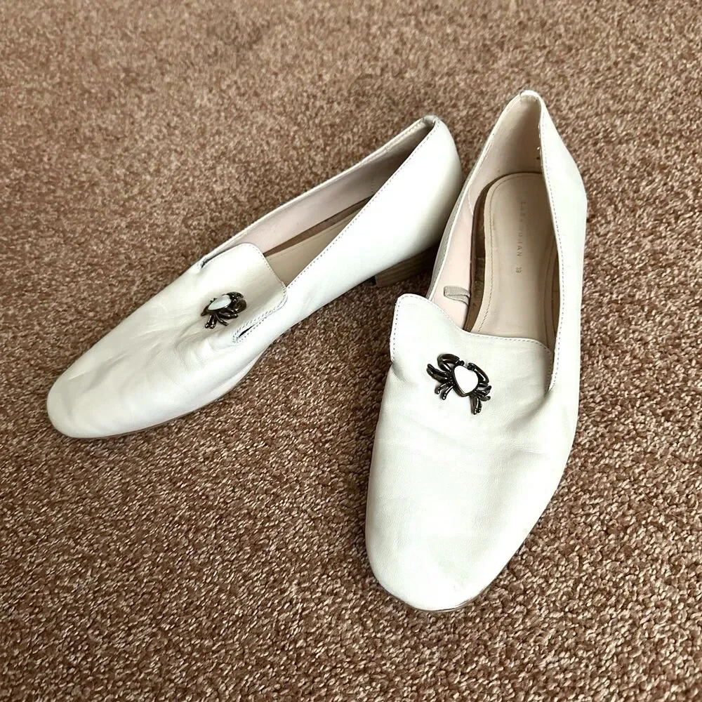 Zara Shoe Women’s 39 (8) Slip On Loafer Crab Embellish Cream Nautical Coastal